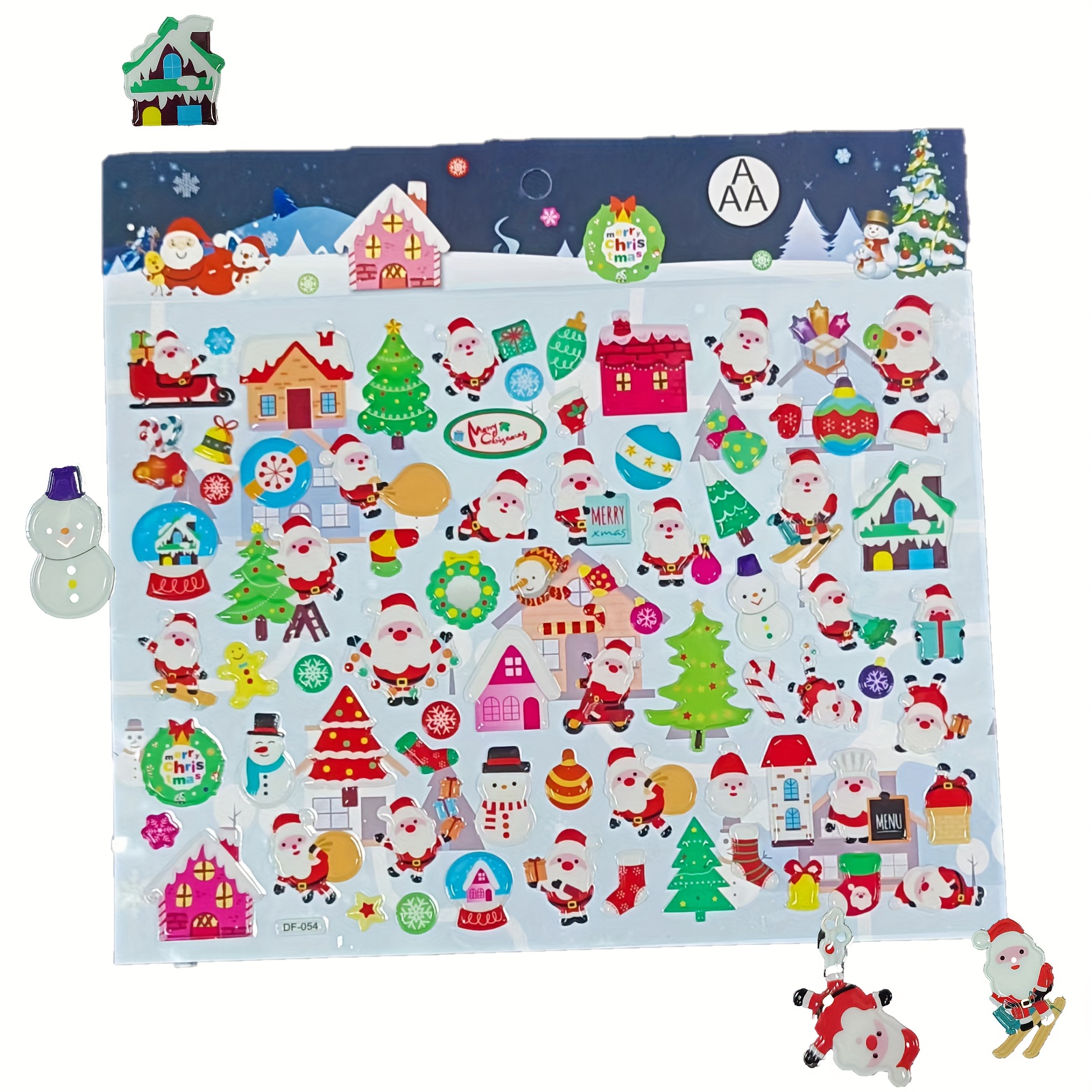 8Sheets Cute Cartoon Merry Christmas Santa Claus 3D Puffy Stickers Children  DIY Scrapbooking Diary Sticker Xmas Home Decorative