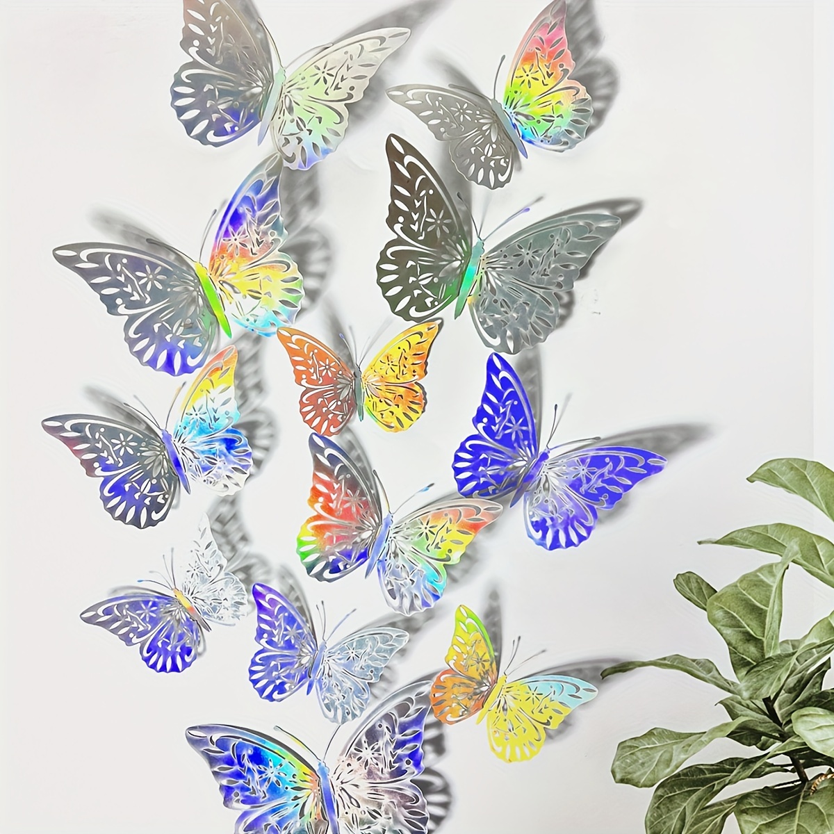 Unique Bargains 36pcs 3D Butterfly Wall Stickers Decal Stickers for Room  Decoration Pink