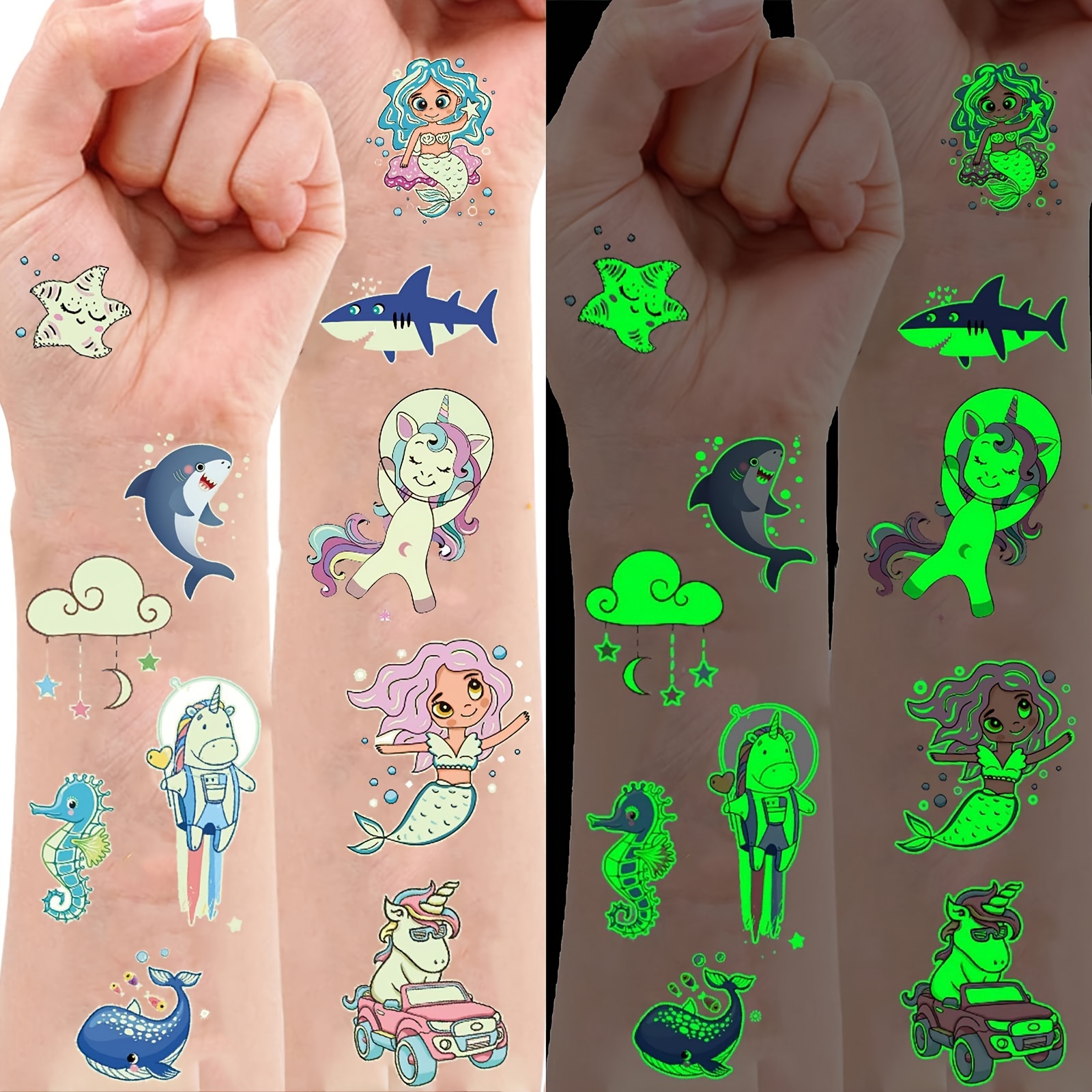 10 Hojas Tatuajes Temporales Para Niños Impermeable Cumpleaños Niño Niña  Fiesta Favores Sirena Mariposa Animal Dinosaurio Pirata Espacio Brazo Falso  Hombro Lindo Pegatinas