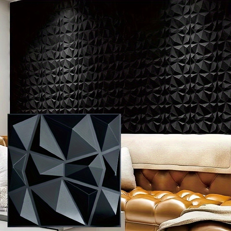 Art3d Paneles decorativos de pared 3D en diseño de diamante, 11.8 x 11.8  pulgadas, negro mate (paquete de 33)
