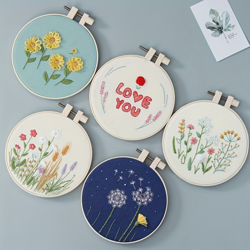 Bead Embroidery Kit Flowers DIY Craft Kit Seed Beads Needlepoint