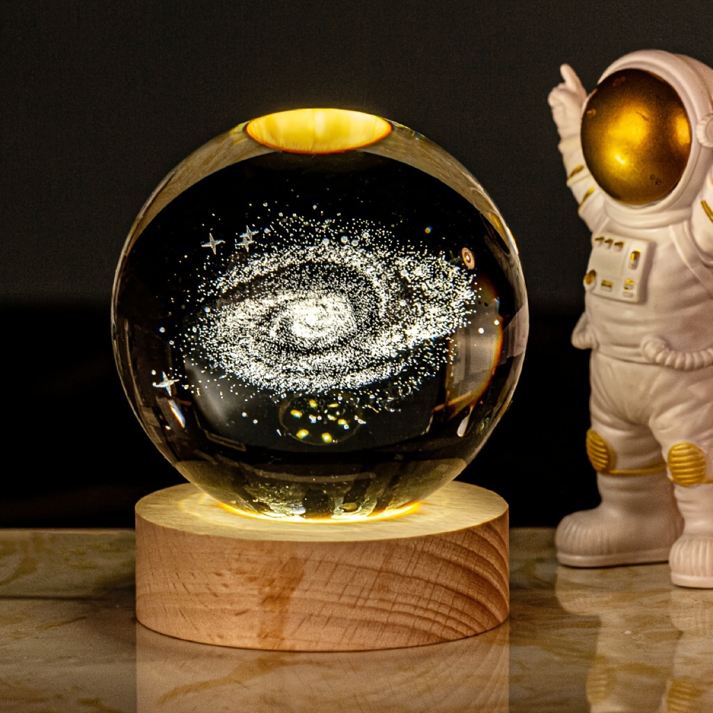 3D Boule de cristal Planète de cristal Laser Gravé Système solaire Globe  Astronomie Cadeau Anniversaire Cadeau Sphère de verre Décoration de la  maison