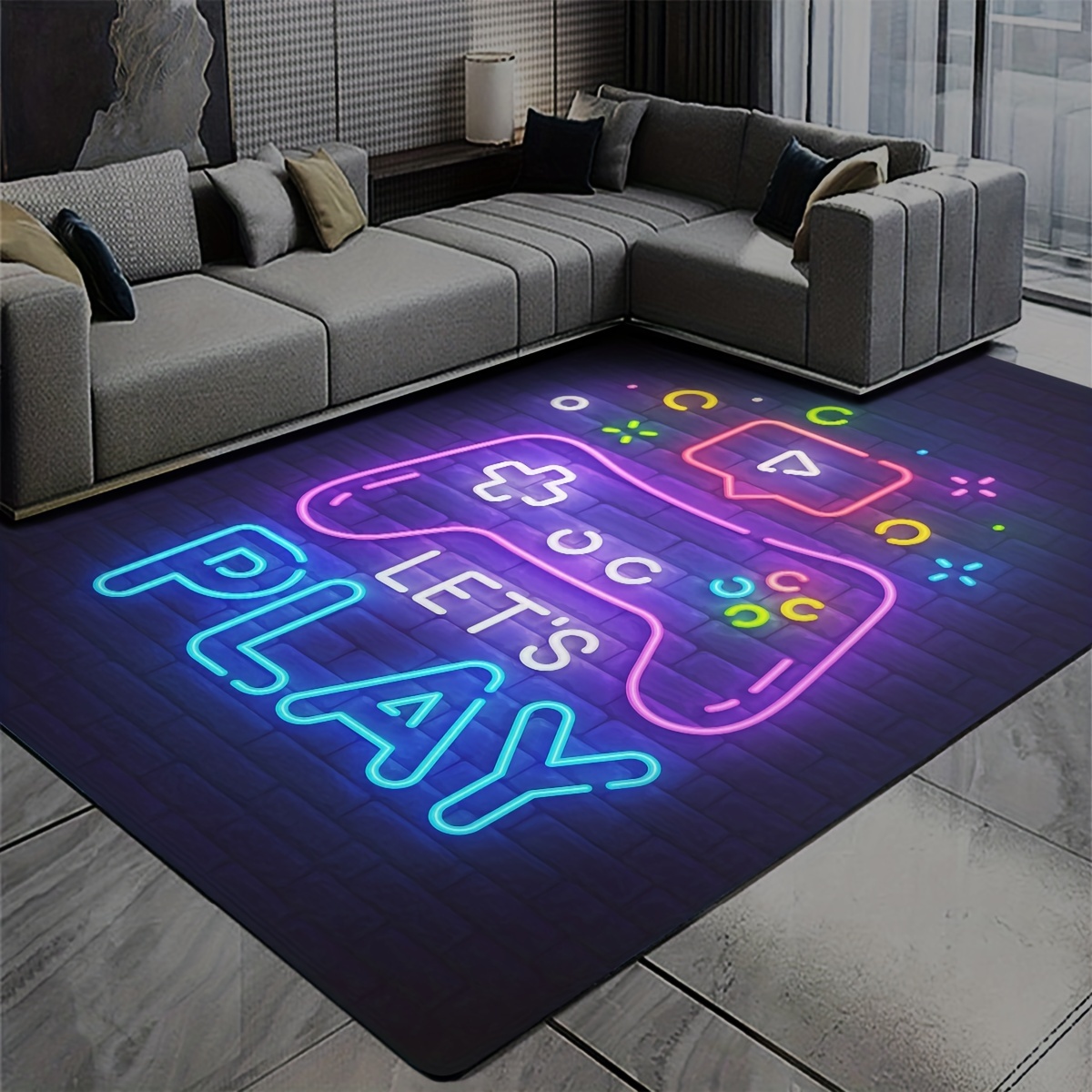 Neon Video Game Floor Mat Large Game Area Rug Gamer Carpet Game Printed  Floor Mat For Living Room Mat Bedroom Mat - Temu