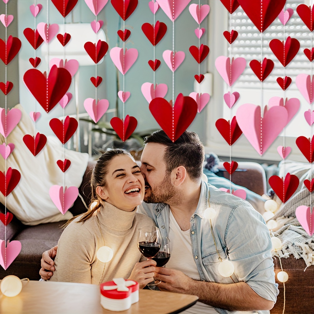 Decoraciones para el día de San Valentín, decoraciones de aniversario de  boda, espirales colgantes de corazón rojo, paquete de 30 espirales  colgantes