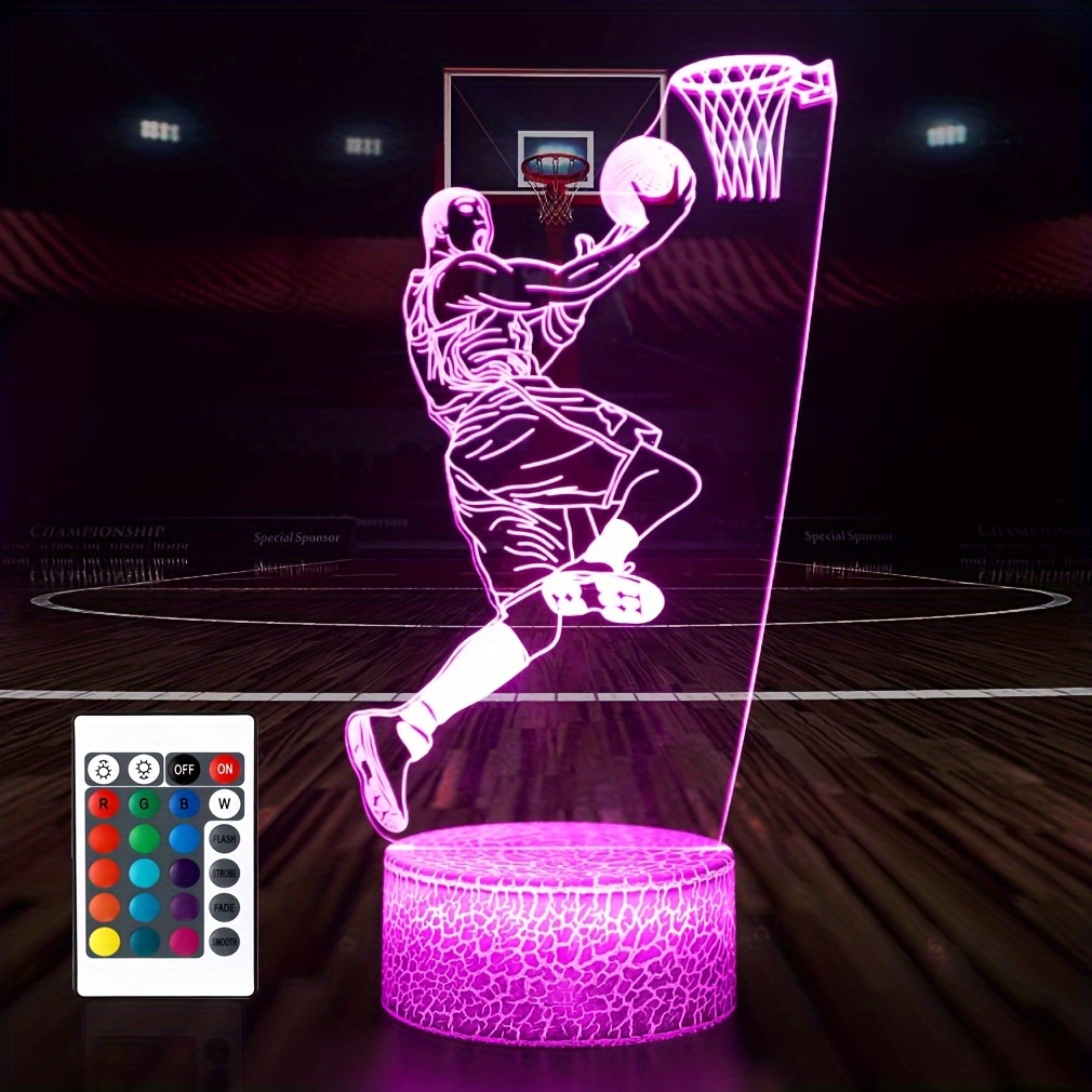 3D de Basket-Ball Sport Maison Décoration LED illusion Tactile 7 Couleur  Lampe Chambre Lumières de Nuit Meilleur Cadeau