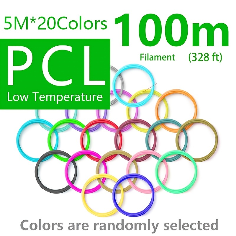 1 Set Of 20 Pcs 3d Pen Filament Refills For Low Temperature 3 D Pen Pcl  Filament Refills 16.4 Feet For Each Color 3 Dimensional Printing Pen  Filament