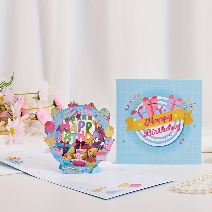 Cartes pop-up 40e/50e/60e/70e/80e anniversaire, carte de voeux 3D