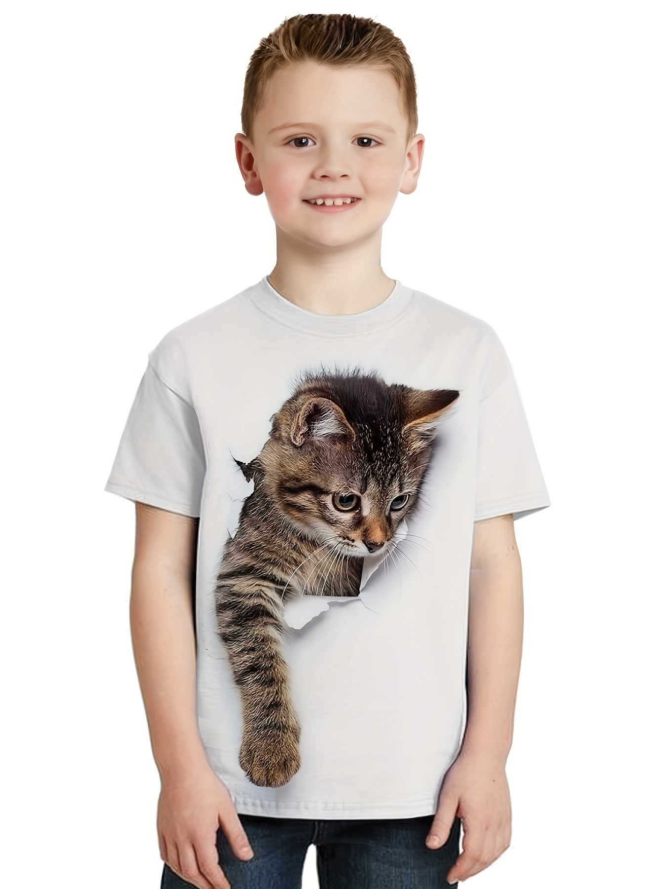  Camiseta de manga corta con estampado 3D para niño y niña,  camisetas geniales, Negro - : Ropa, Zapatos y Joyería