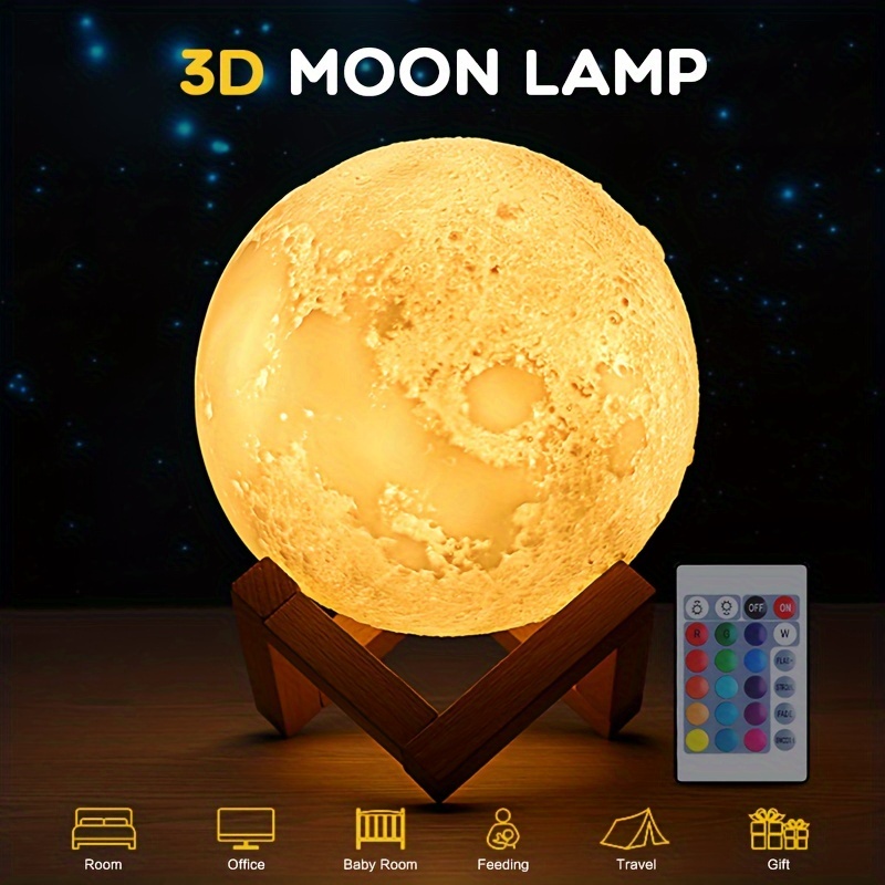 Lampara Luna con control remoto y LED de 16 colores - Tienda Clic