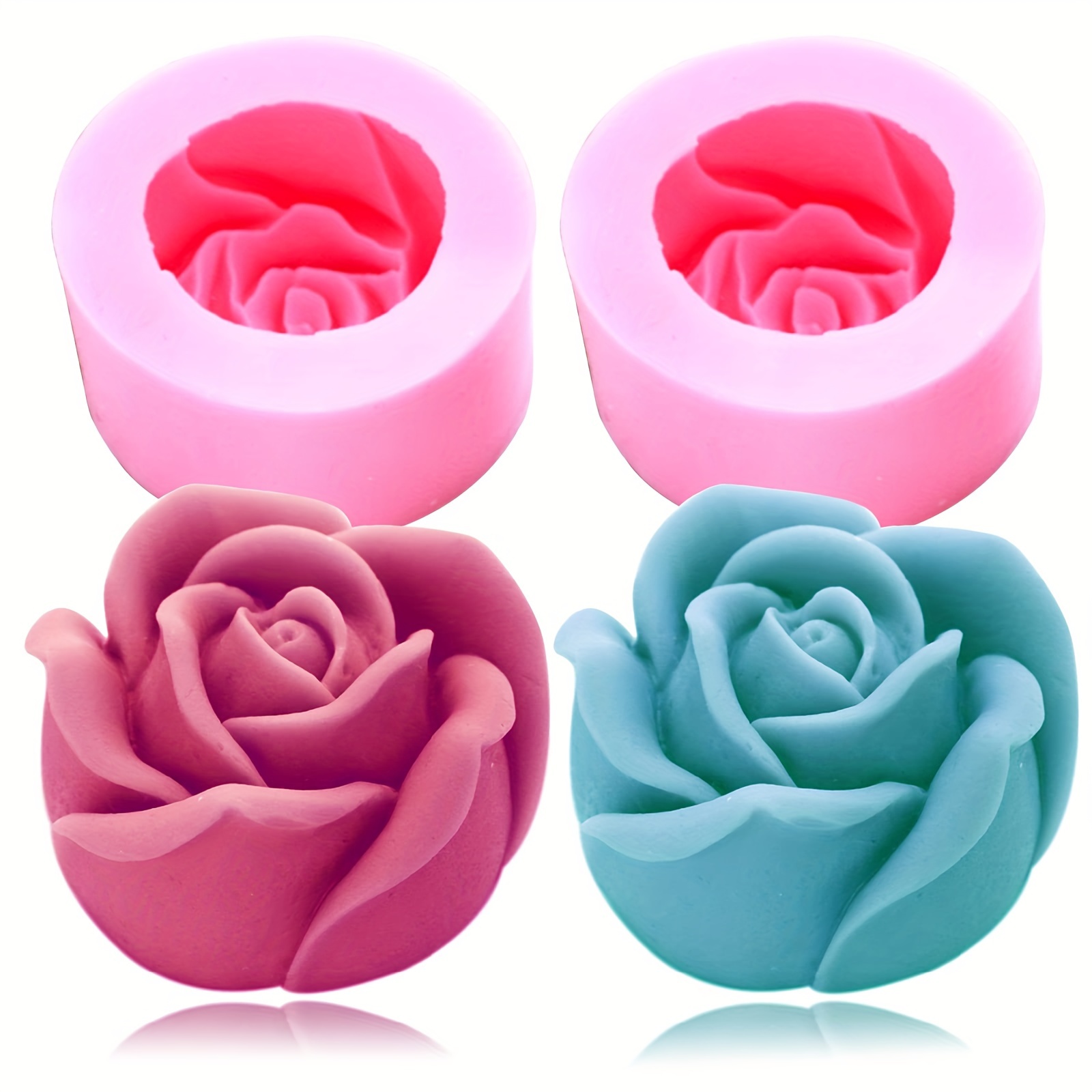  2PCS Flower Mold Silicone Candle Soap Molds Bloom Flower  Silicone Fondant Mold 3D Peony Cake Candy Jelly Chocolate Mold Decoration  Baking Tool : Home & Kitchen
