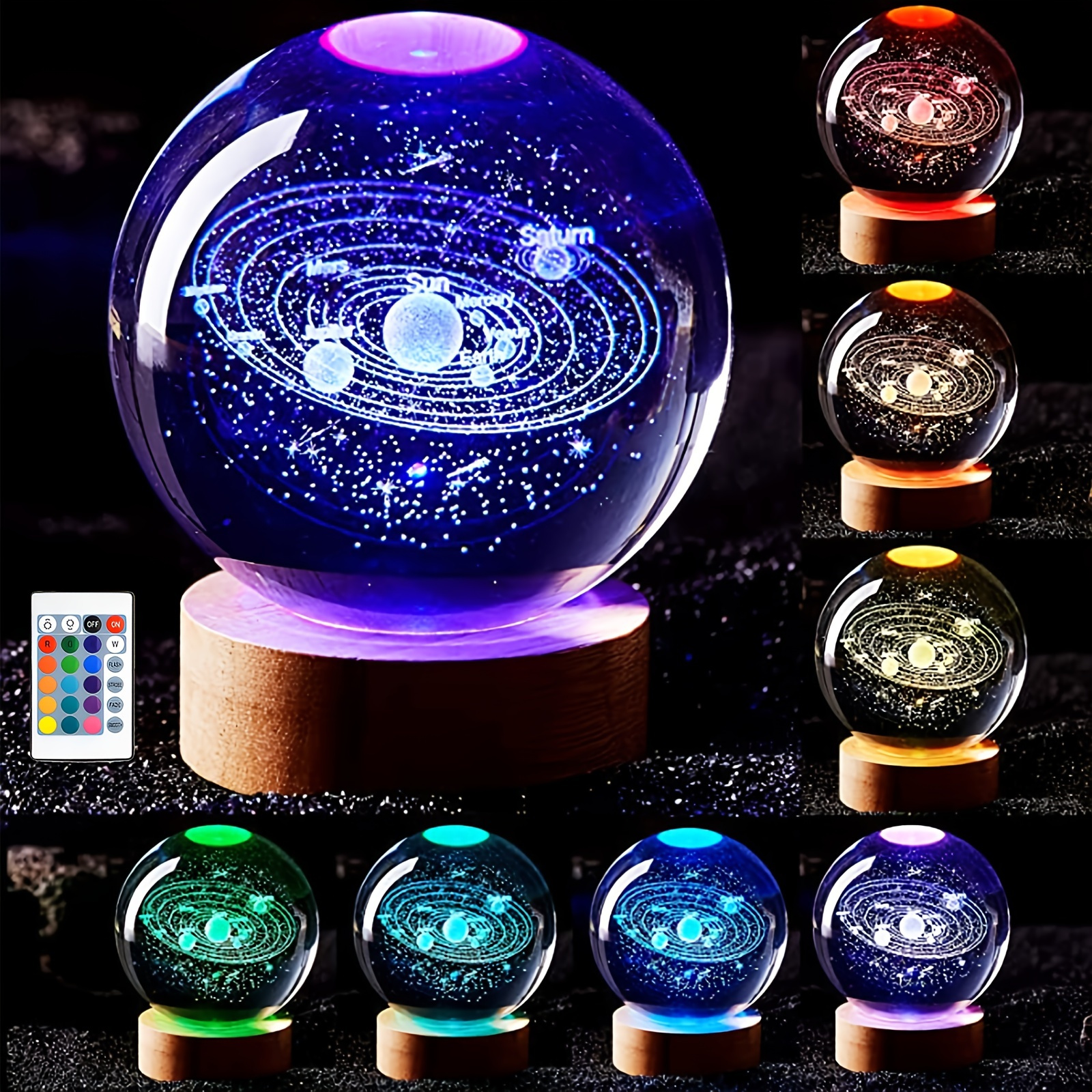  MUYUHOHA Lámpara de proyección de bola de cristal de luna 3D,  modelo de planeta, regalos de cumpleaños de Navidad para novios, marido,  luz nocturna, galaxia, planeta, arte, lámpara de regalo para 