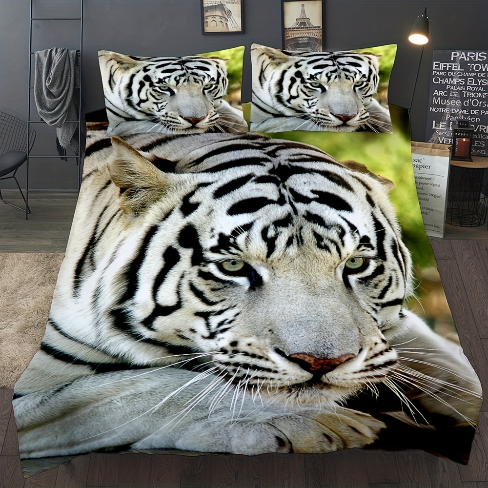 Tiger Bedding Sets, 3D Animal Print Luxury Microfiber Duvet Cover