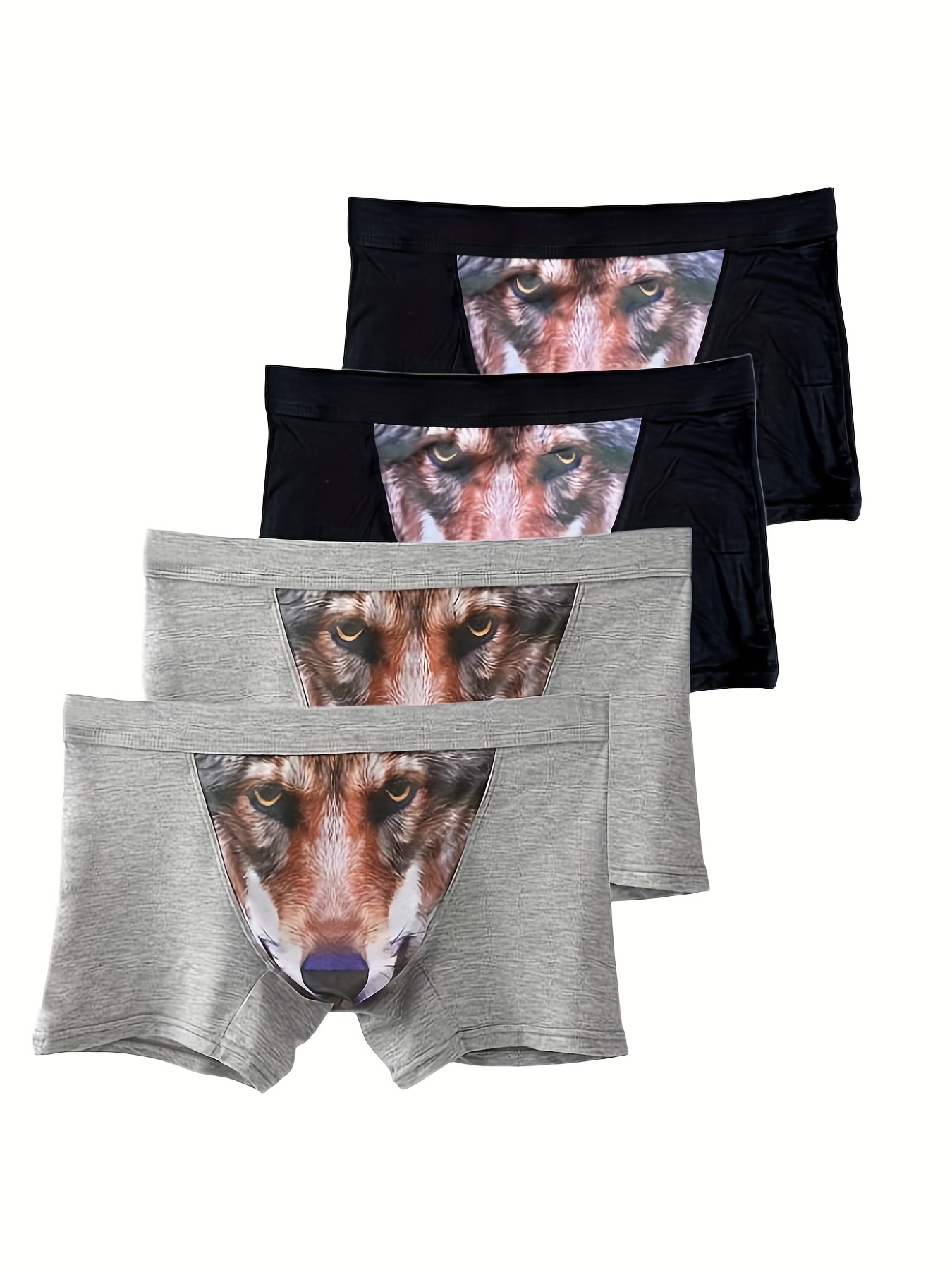 Fashion Summer Soft Cool Sexy Men's 3D Wolf / Eagle Boxer Briefs Underwear  Shorts Modal Underpants