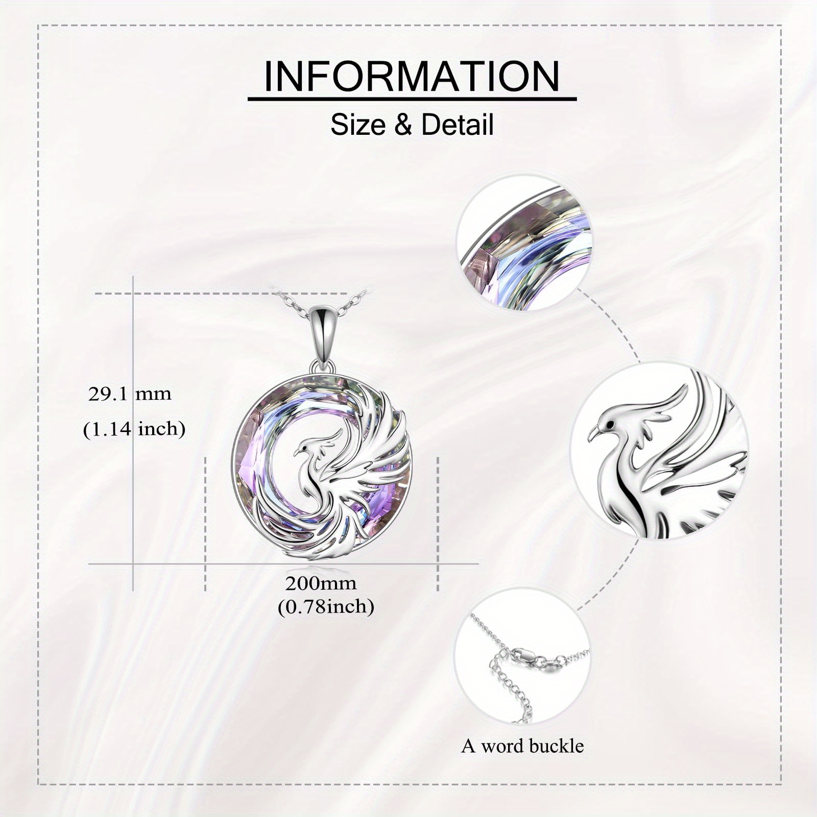 Women's 925 Sterling Silver Phoenix Pendant Necklace