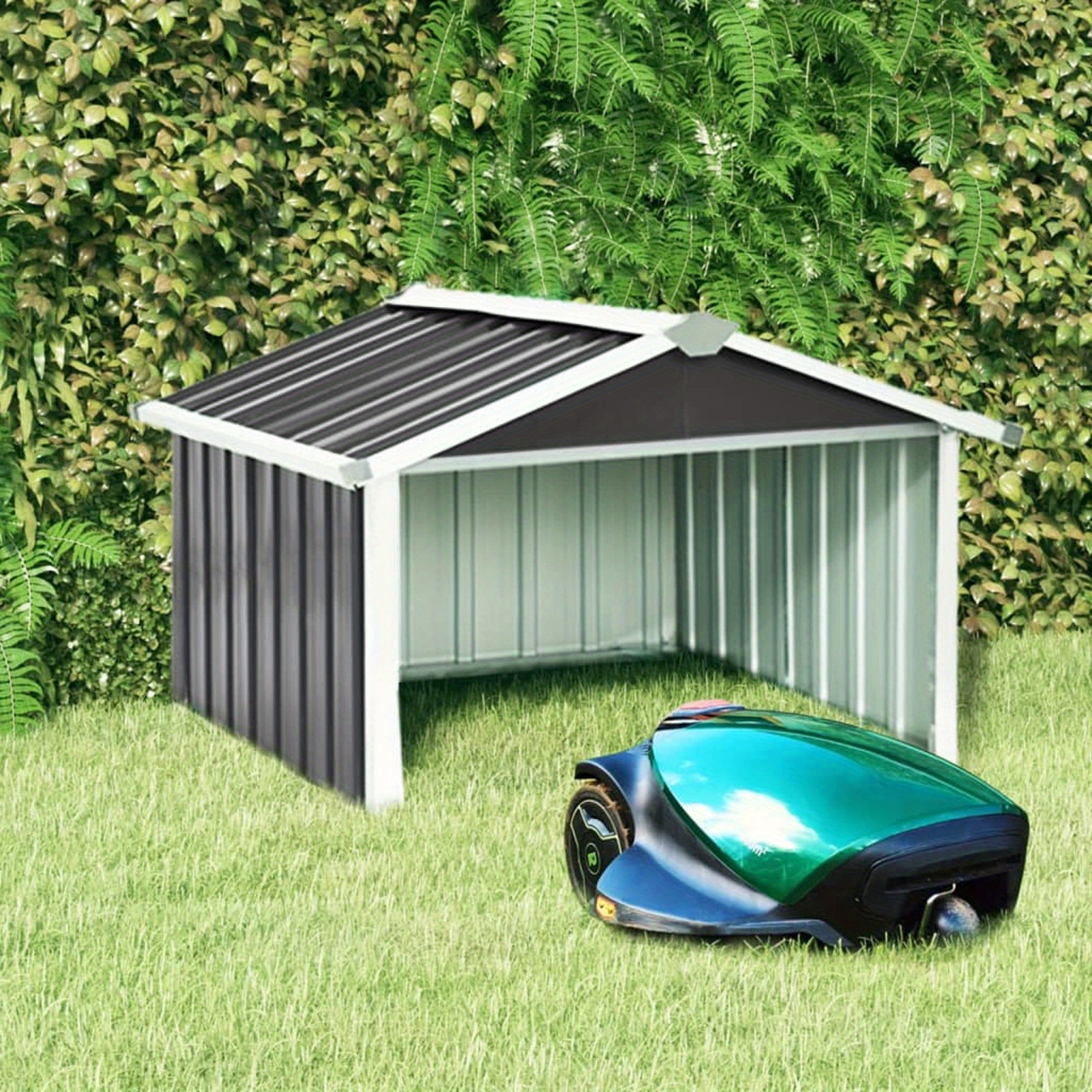 Rasenmäher Garage Rasenroboter Mähroboter Dach Überdachung Unterstand Sonnenschutz Mährobotergarage 92x 97x 63 Cm Verzinkter
