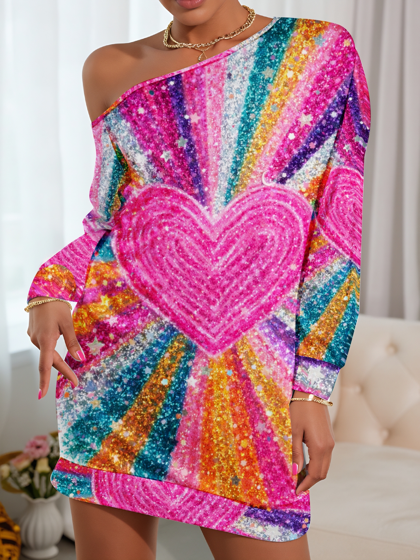 strapless open back dress One-Shoulder Long Formal Dress with Floral Print PromGirl