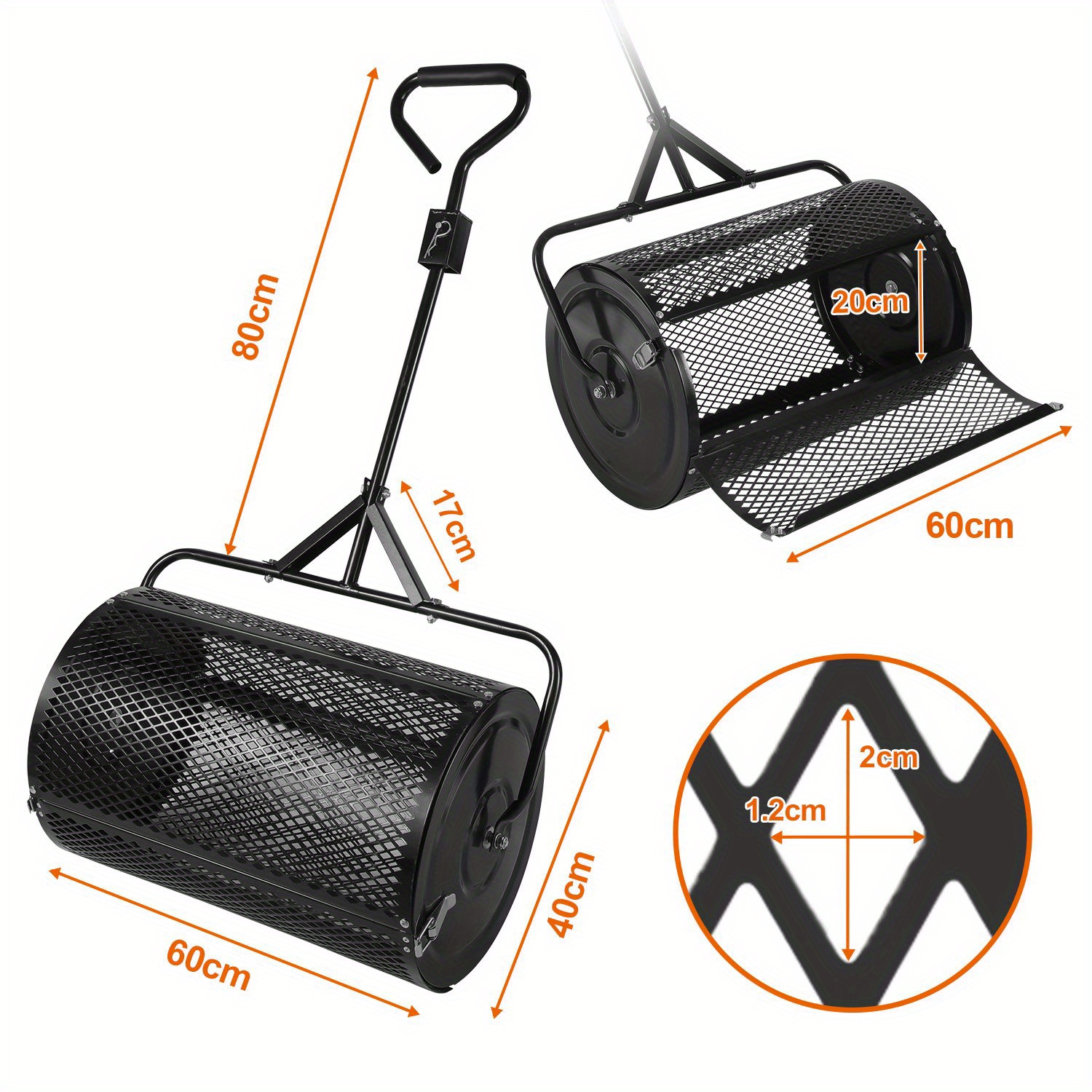 TEMU Compost Spreader 75l - Fertilizer Spreader For Lawn & Garden - Garden Spreader For Fertilizer, Seeds & - Metal Construction With Mesh Basket -