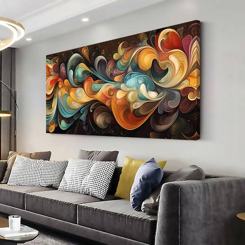 vibrant abstract swirls canvas wall art 1 5 inch framed modern painting in oranges high for living room bedroom office decor wooden frame horizontal artwork modern canvas print wooden frame art framed canvas wall art