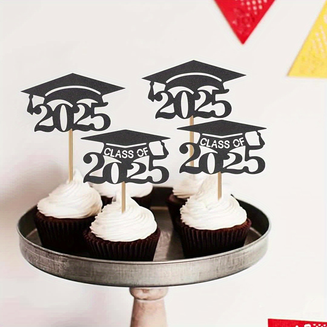 12 Paquete de Toppers para Pastel de Graduación 2025 - Decoraciones  Numeradas 1-12 de la * de 2025 con Réplicas de Porta Diplomas 2025 para *s,  Suministros para Graduaciones de Secundaria y ..., image size:1080x1080