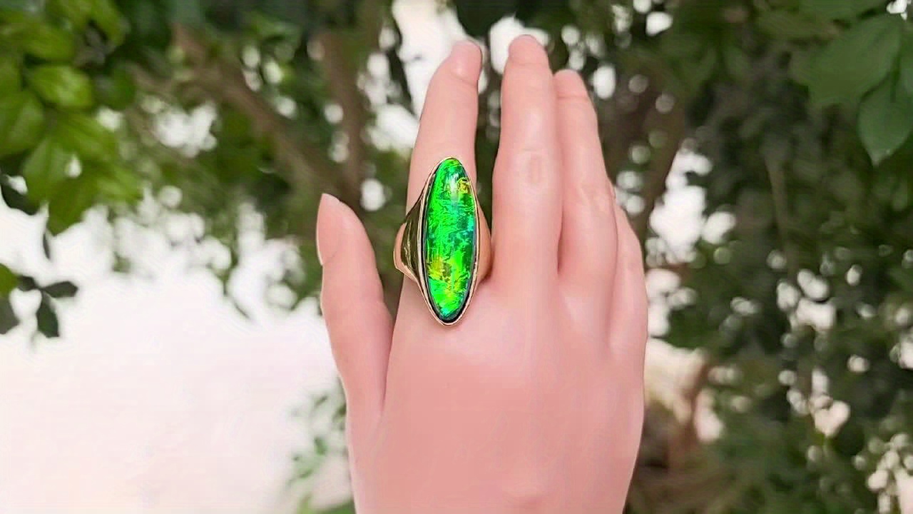 Women's High-Quality Golden Plated Colorful Stone Ring