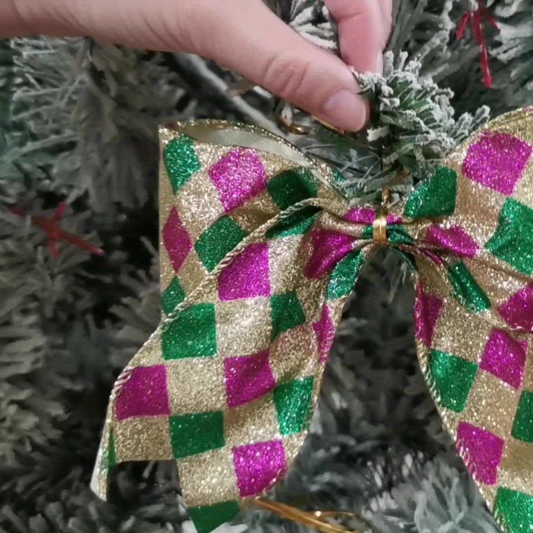 Mardi Gras Wreath Bows Purple Green Spots Glitter - Temu