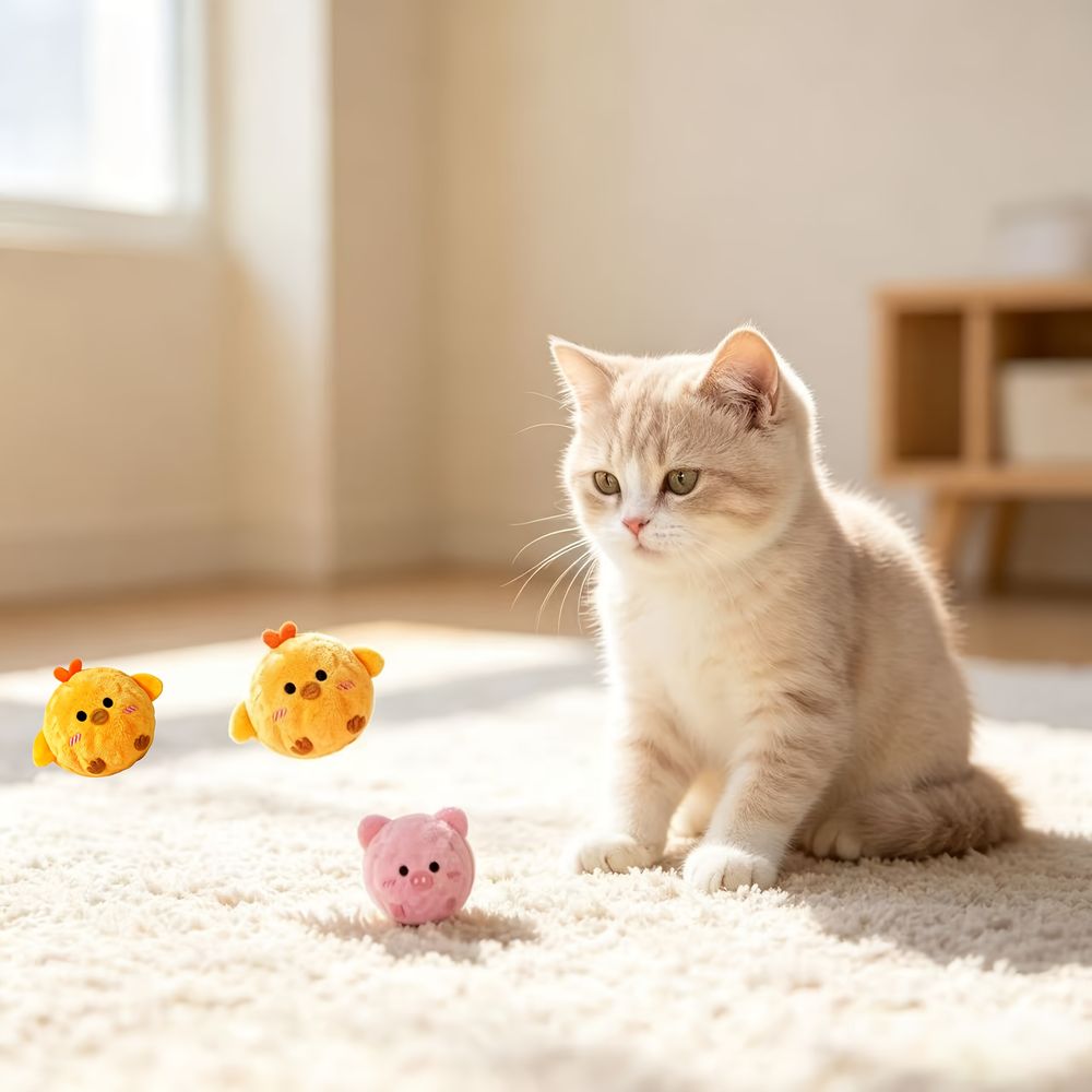3pcs Interactive Bouncing Sound Toy Ball Set for Pets