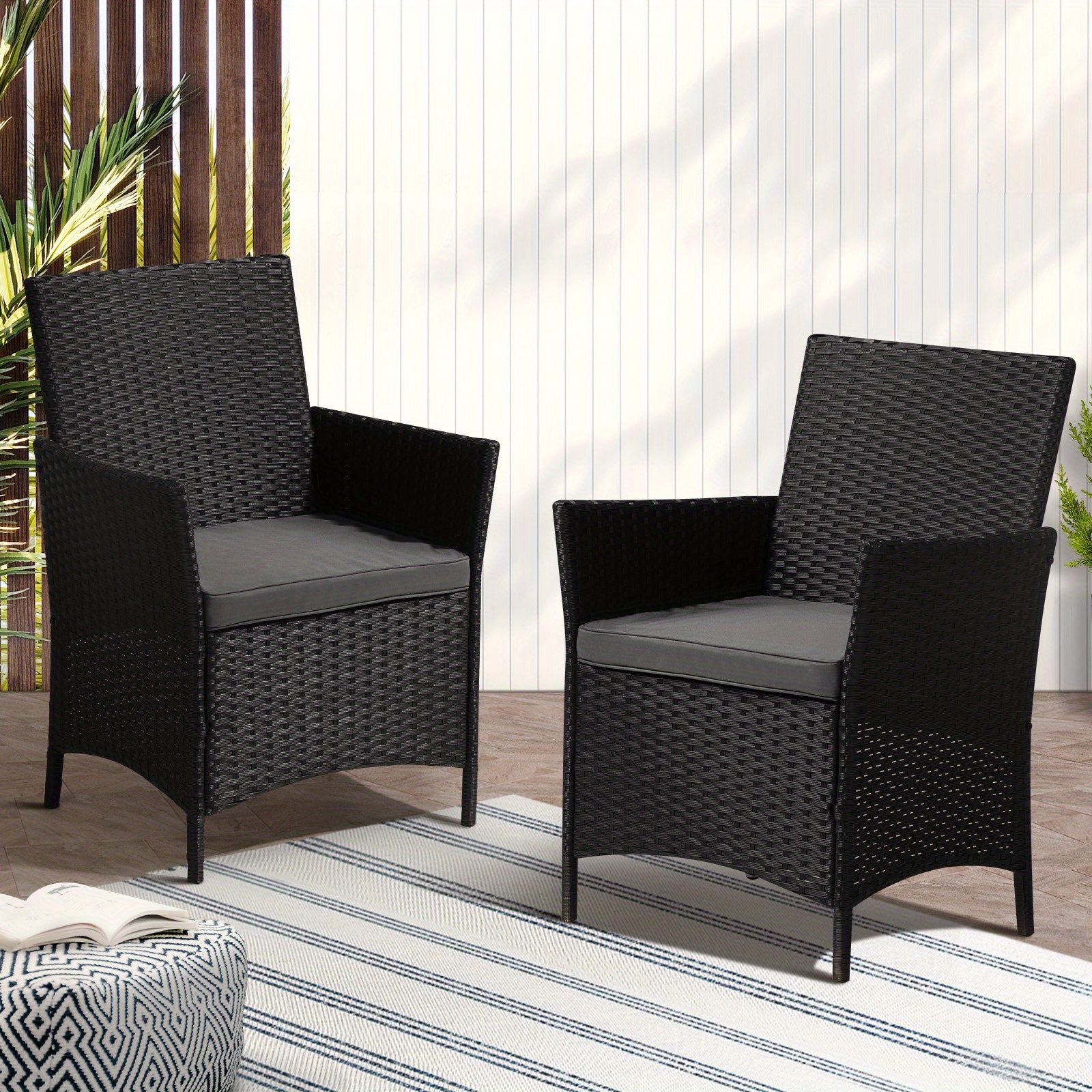 TEMU Outdoor Dining Chairs Rattan Outdoor Patio Chairs Furniture Set Of 2