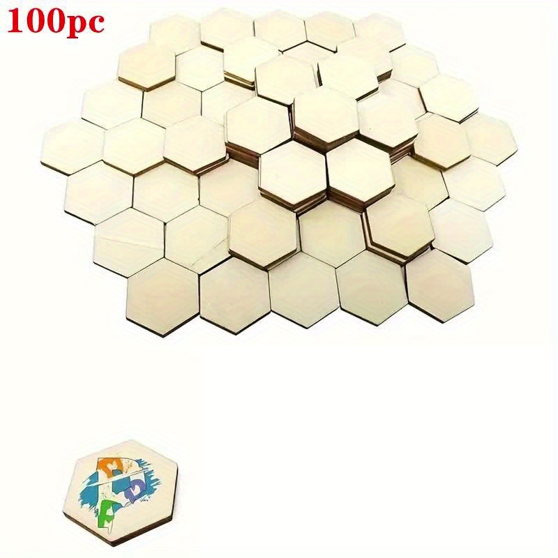 100 Wooden Hexagon Pieces for DIY Crafts and Decorations