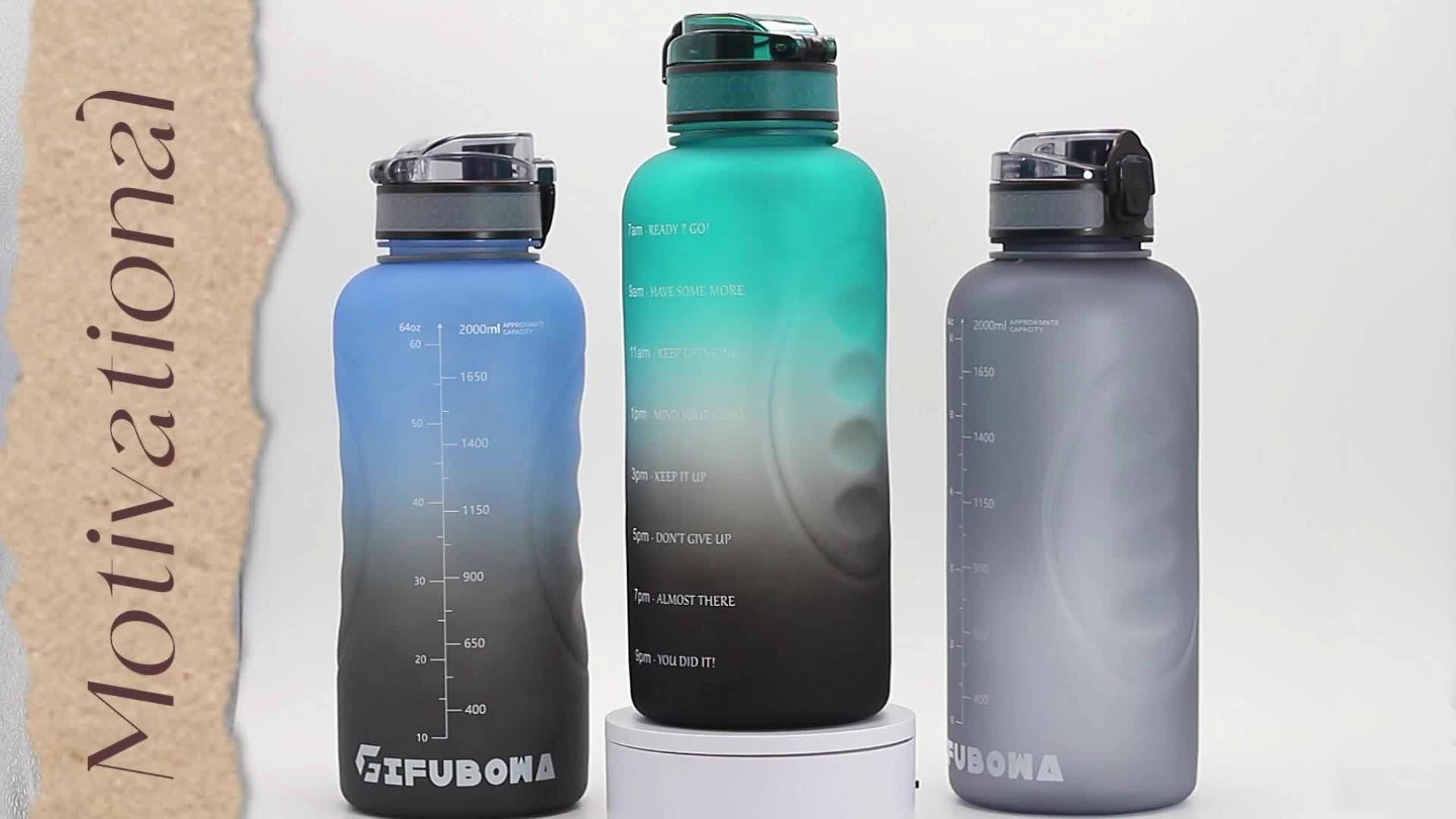 Gifubowa 2 Liter Gradient Color Plastic Water Bottles With Time