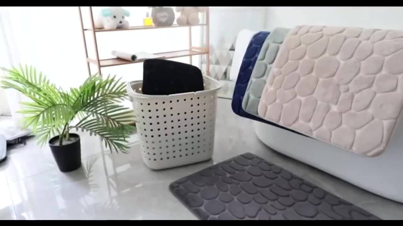 2pcs Memory Foam Non-Slip Bath Mat Set, Geometric Pattern
