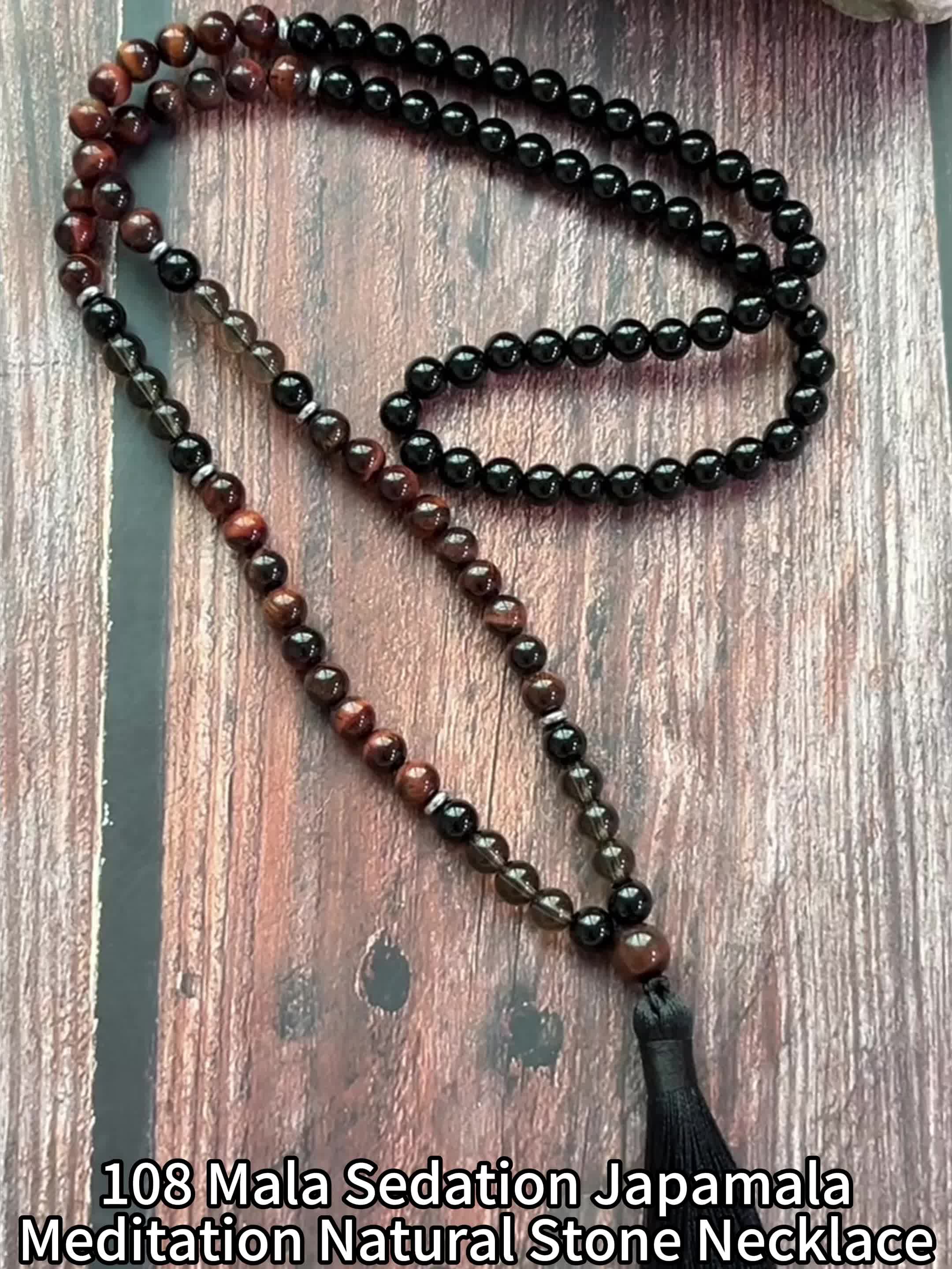 Small Hand-Beaded Natural Stone Tassel Necklace, Retro Bohemian