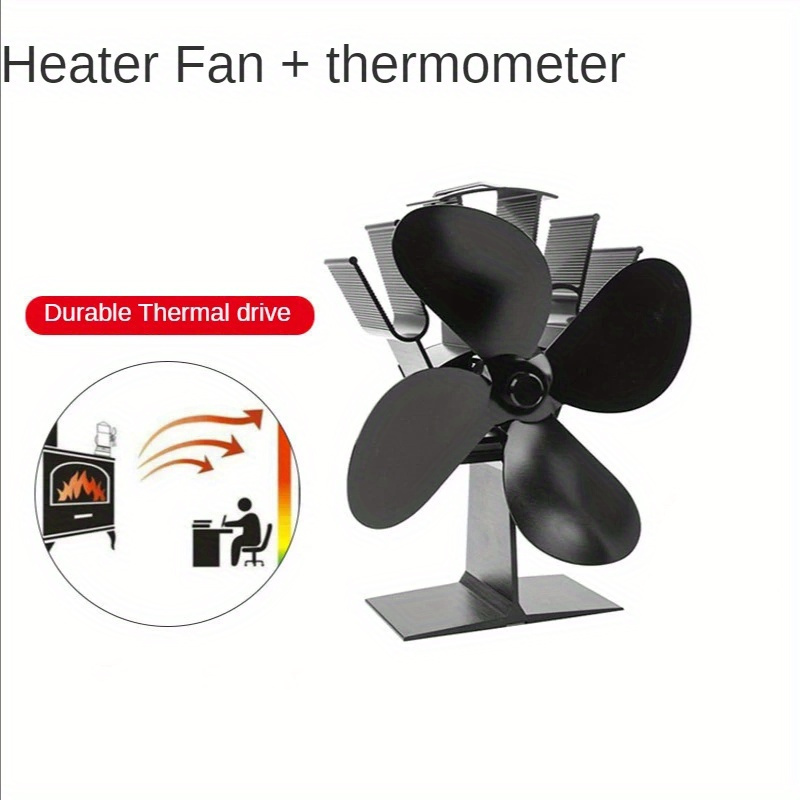 Ventilador de estufa de leña alimentado por calor, ventilador de chimenea  de 5 cuchillas, ventilador de estufa de calor con aluminio de grado  aviación