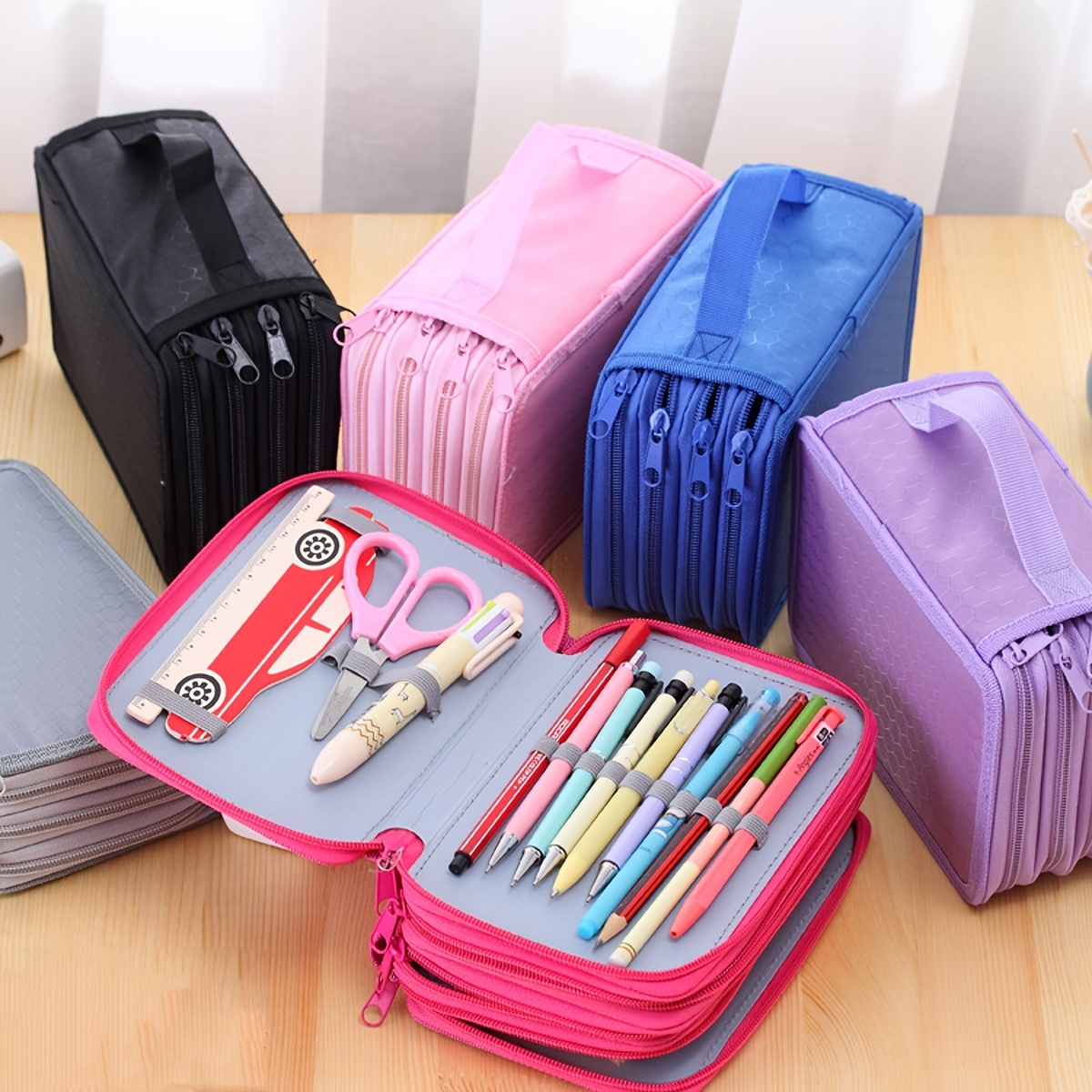 Colored Pencil Case- 500 Individual Slots Pencil Holder Pen Bag Large  Capacity Pencil Organizer With Handle Strap Handy Colored Pencil Box With  Printing Pattern - Temu
