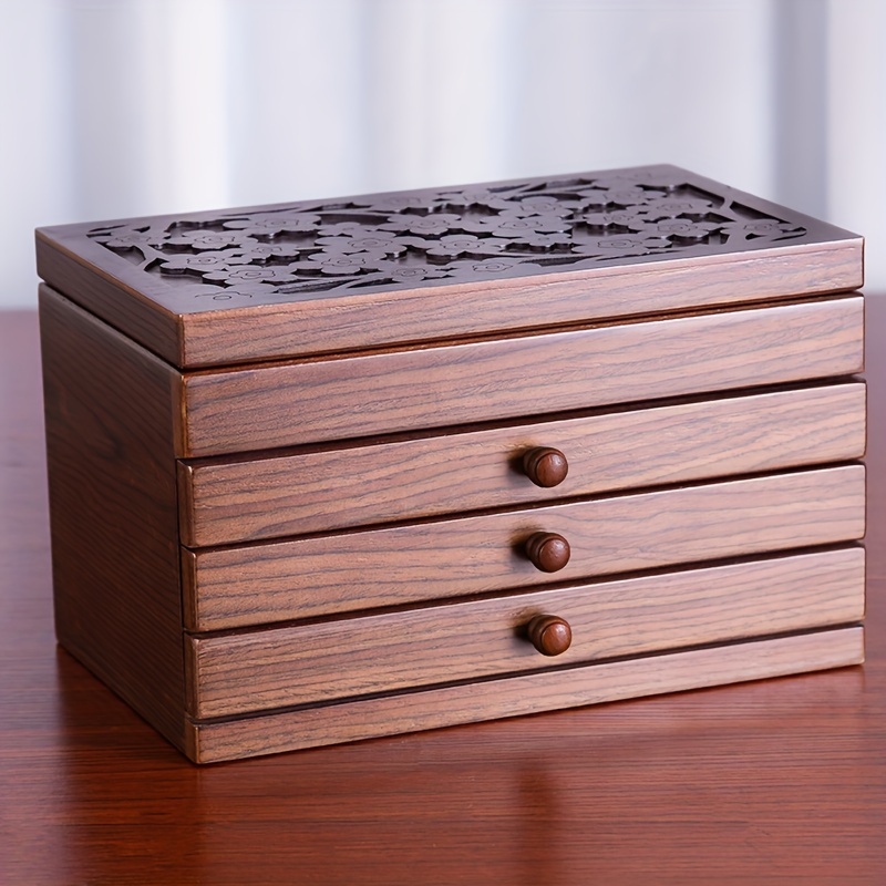 EXCEART Caja de té de regalo Caja de madera con cierre de almacenamiento de  fotos, cajas de madera vintage, pinos, caja de madera retro, jarrones
