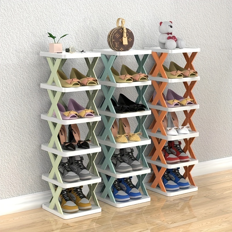 Zapatero y zapatero de 3/4/5 niveles, organizador de almacenamiento de  zapatos con parte superior de madera, torre de zapatos de metal resistente  para