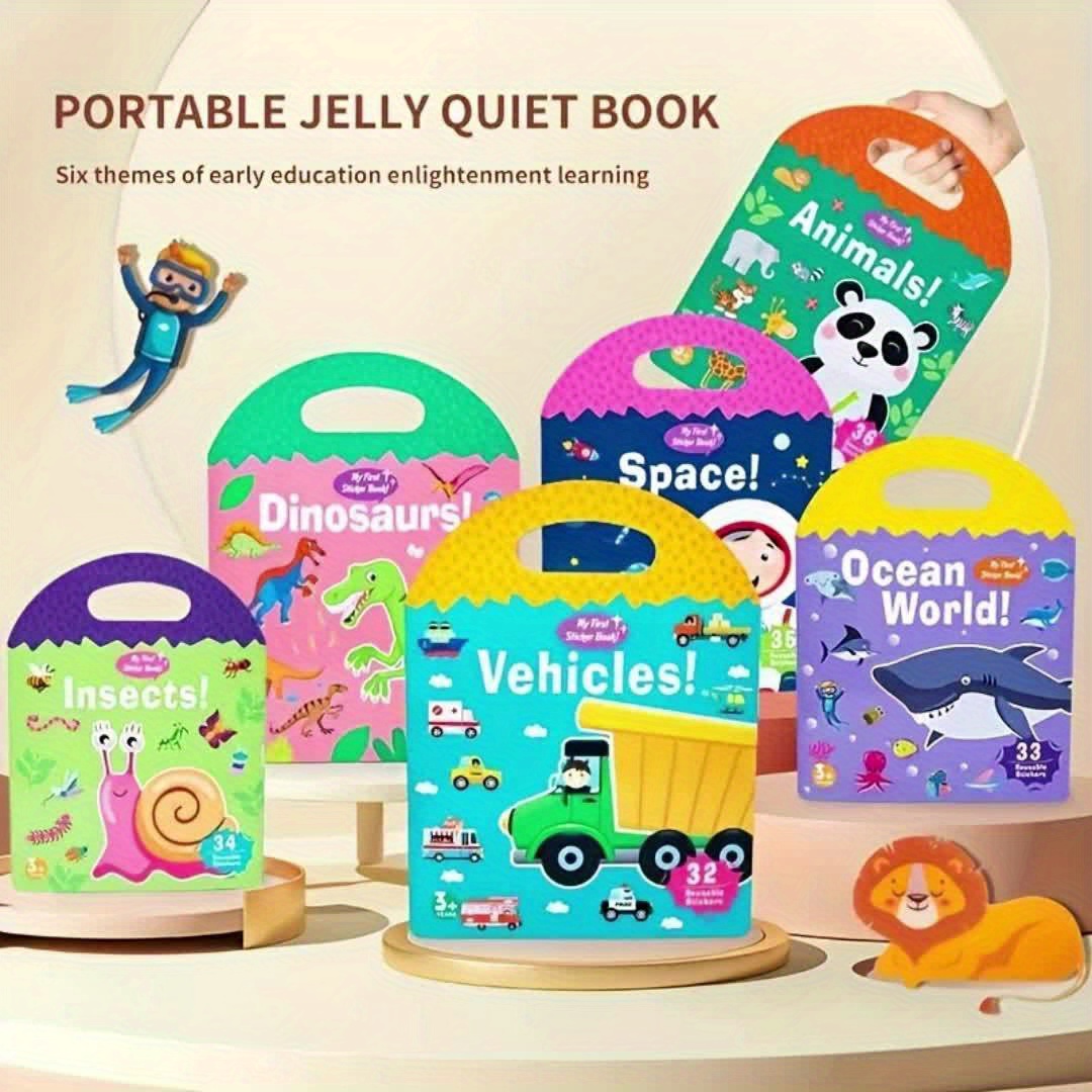 Livre d'autocollants gonflés réutilisables pour enfants, livres d' autocollants pour tout-petits de 3, 4, 5 ans, cadeaux d'anniversaire,  jouets éducatifs, véhicules, dinosaures, animaux de compagnie, : :  Jeux et Jouets