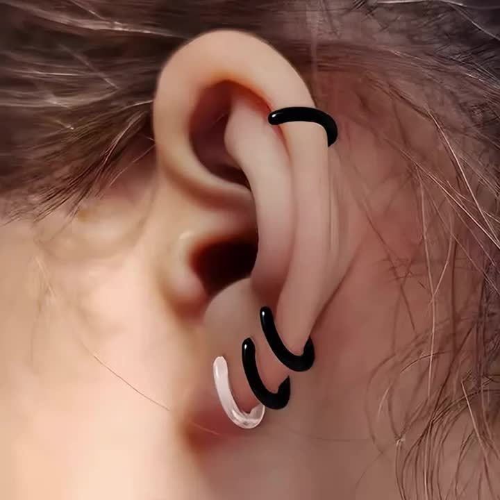 4pcs Minimalist Resin Hoop Earrings Prevent Ear Piercing Clogging