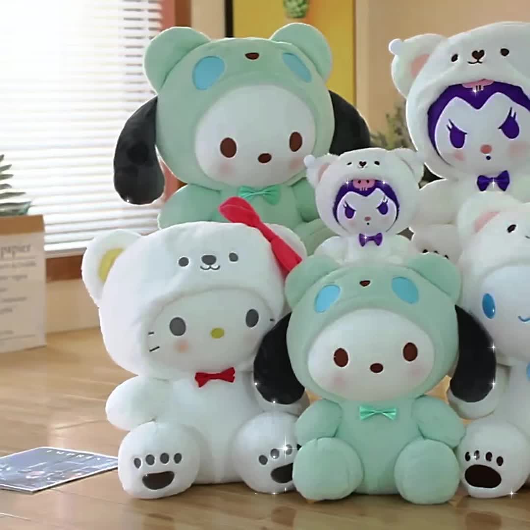 Poupées en peluche Kawaii, peluches de séries animées de dessins animés,  mignonnes ma mélodie Cinnamoroll figurine en peluche Panda avec des cadeaux  de robe enveloppante pour les fans-b b 