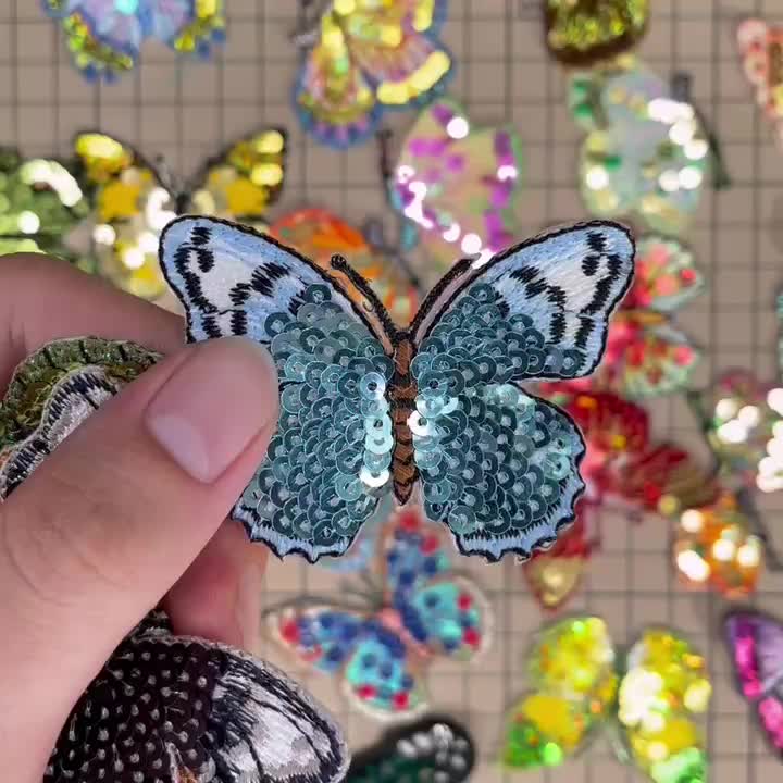 Fashion Gradient Sequin Butterfly Embroidered Patches Sew On - Temu