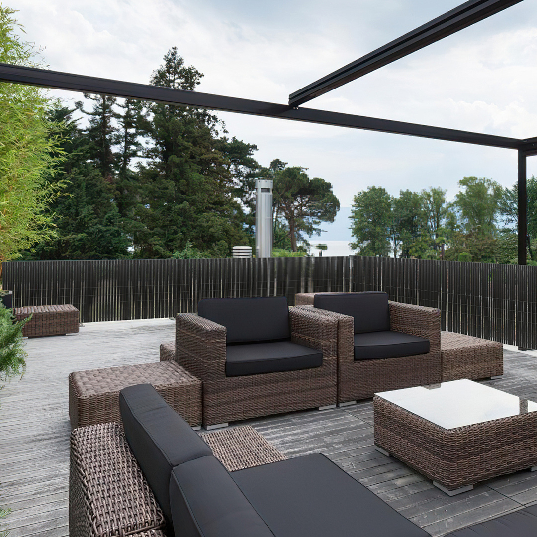 Pvc Privacy Screen Fence Reinforced Structure, Stable Outdoor Use, Grey