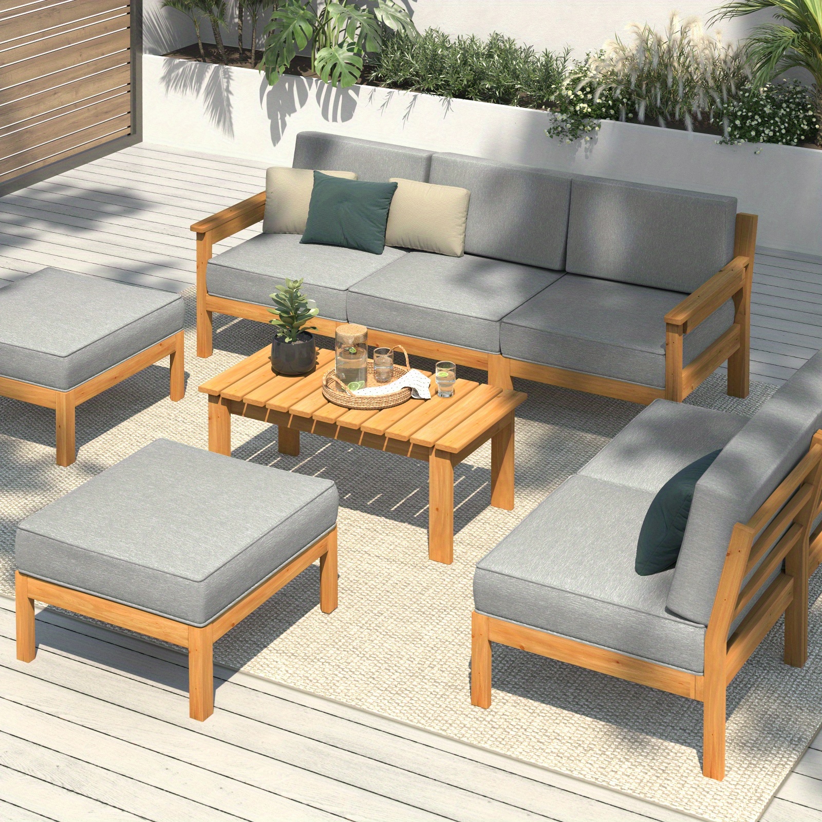 TEMU Outdoor Furniture Sofa Set Garden Lounge Patio Furniture Setting 8pcs