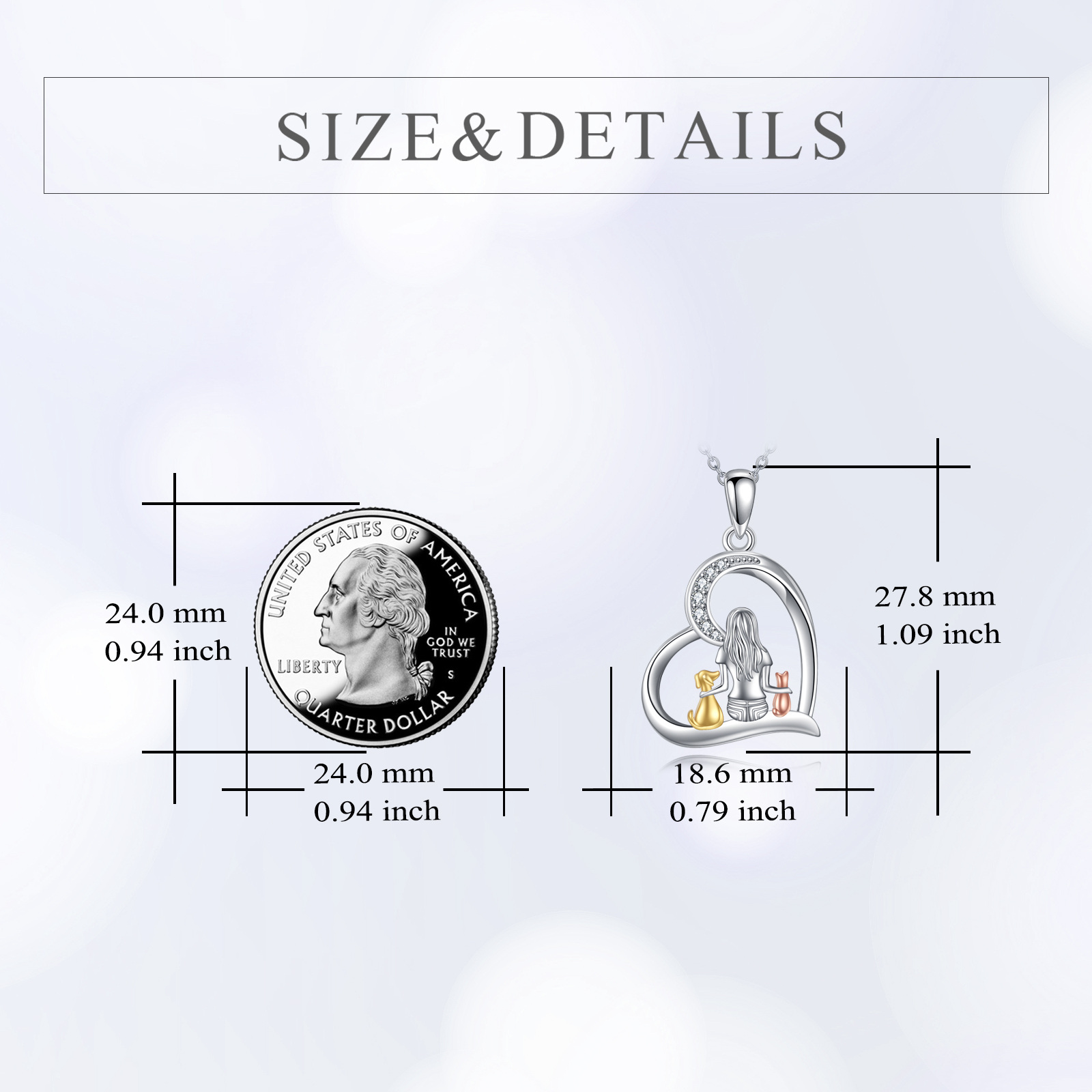 Women's Heart-Shaped 925 Sterling Silver Pendant Necklace