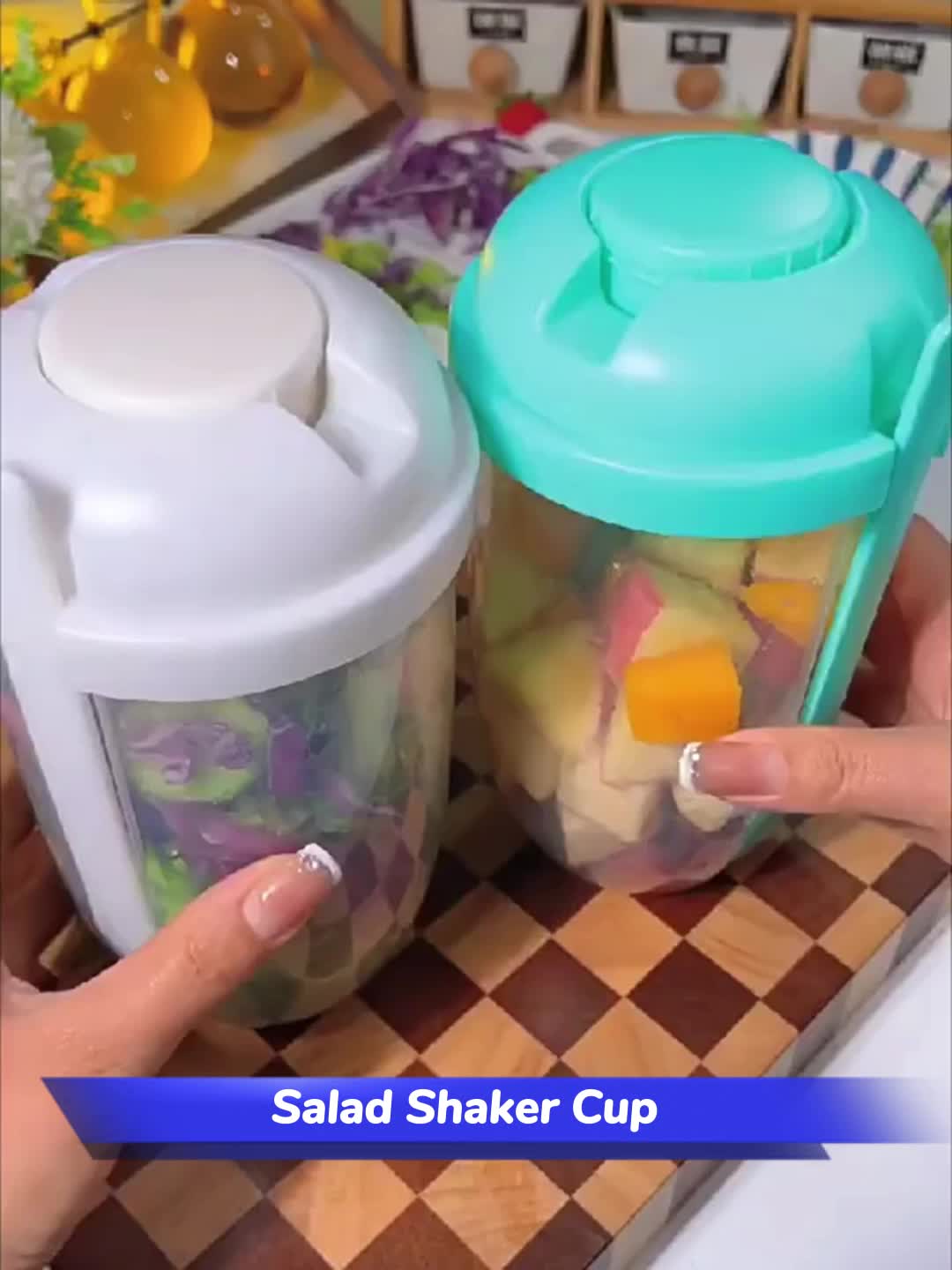 1070ml Portable Salad Cup With Spoon And Lid, Multicolor Smoothie