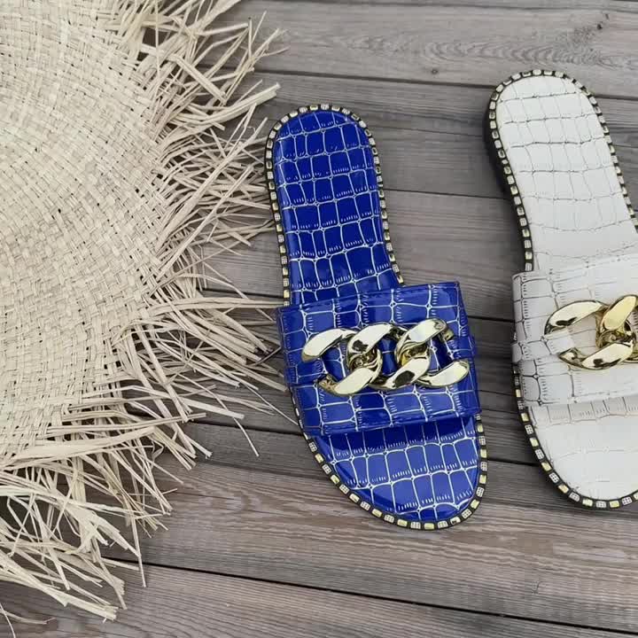 Sandalias Metálicas Con Decoración De Chian Para Mujer, Zapatos