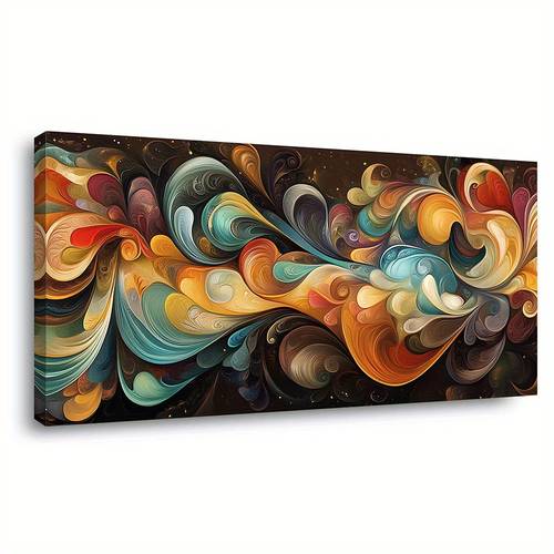 vibrant abstract swirls canvas wall art 1 5 inch framed modern painting in oranges high for living room bedroom office decor wooden frame horizontal artwork modern canvas print wooden frame art framed canvas wall art