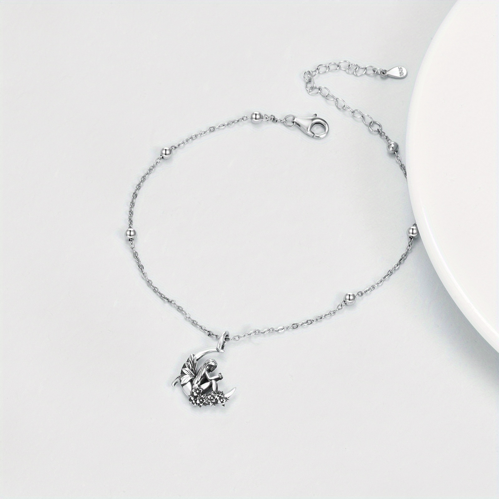 Sterling Silver Fairy Moon Bracelet for Women