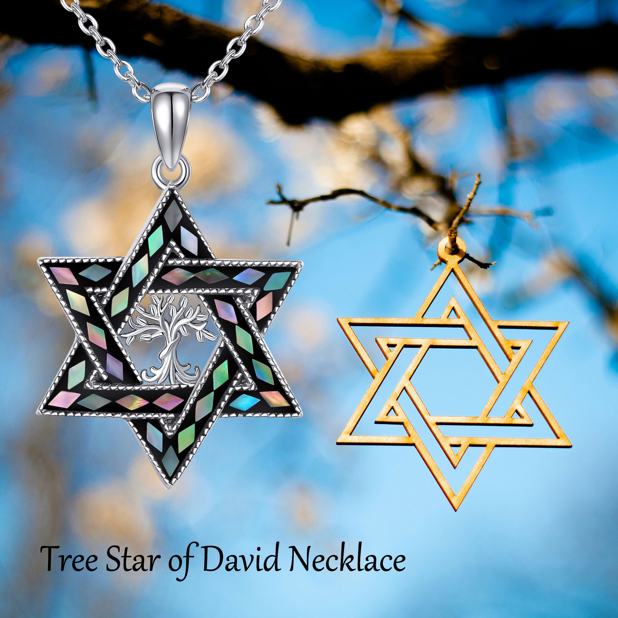 Women's 925 Sterling Silver Abalone Shell Tree of Life Necklace