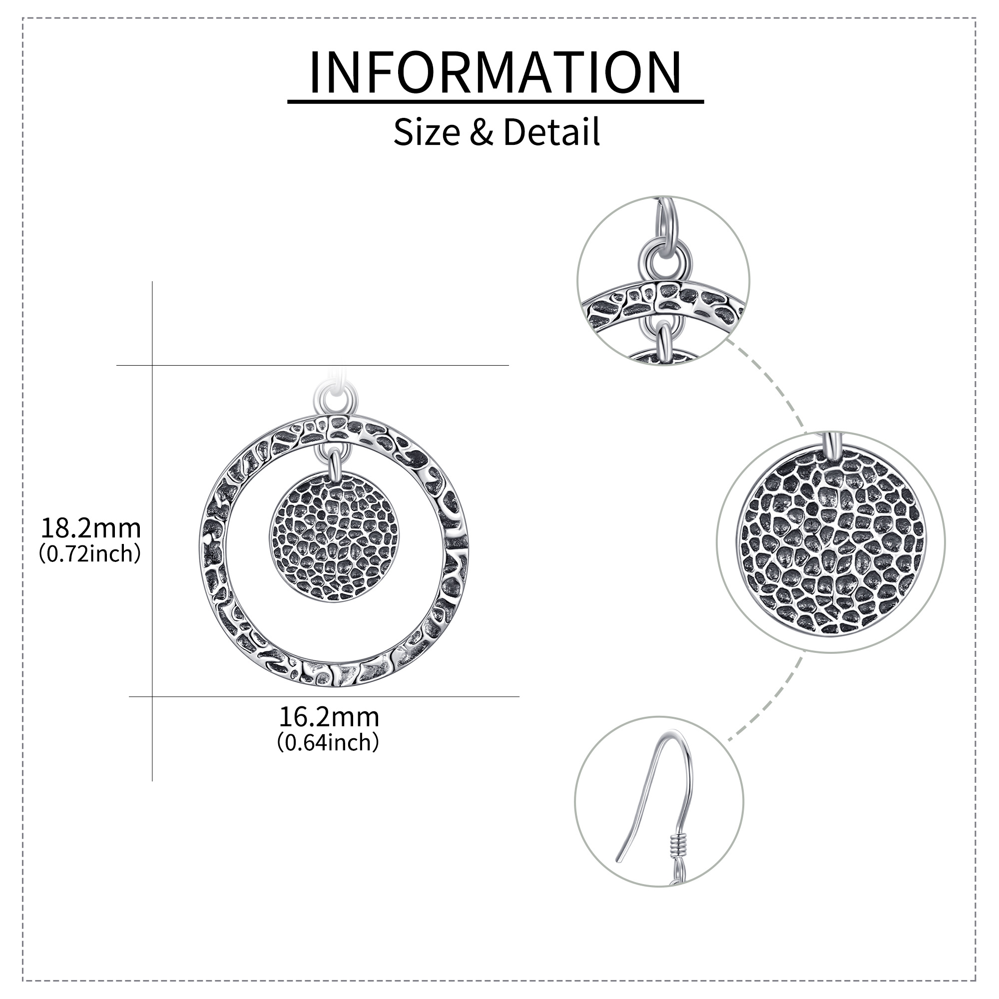   earrings sterling silvery   dangle drop earrings circle jewelry gift for women Product details 3