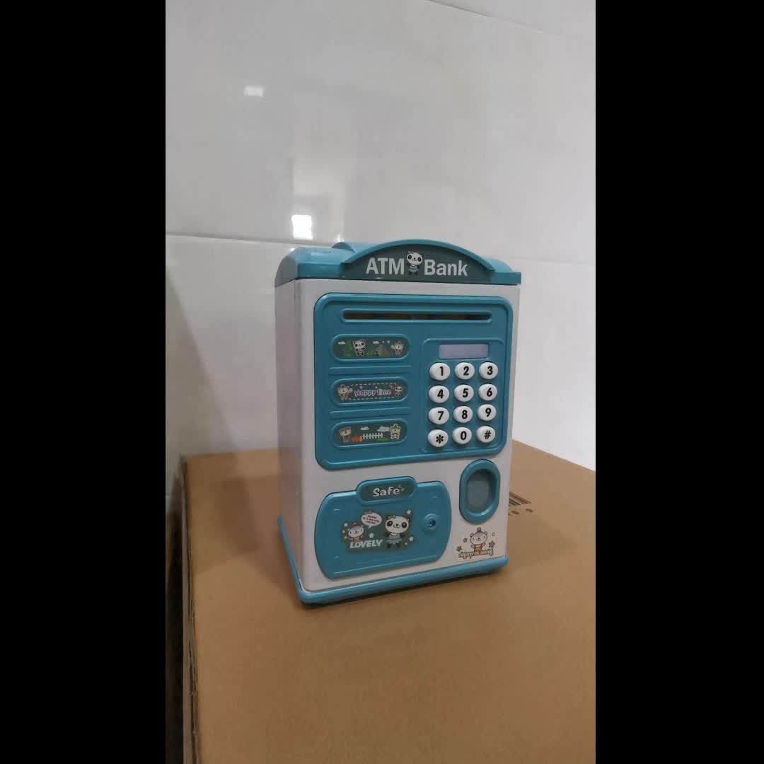 Deejoy Hucha de juguete electrónico mini cajero automático con contraseña  personal y simulación de desbloqueo de huellas dactilares, caja de música