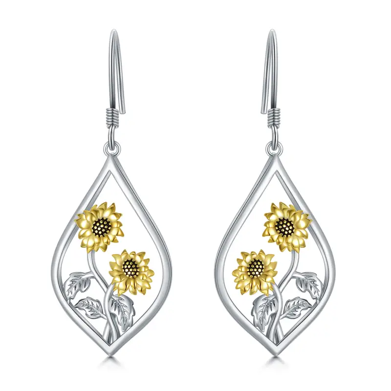 sterling silver sunflower dangle earrings   drop charm jewelry with   accents   daily wear or gifting   versatile design sunflower jewelry Product details 2
